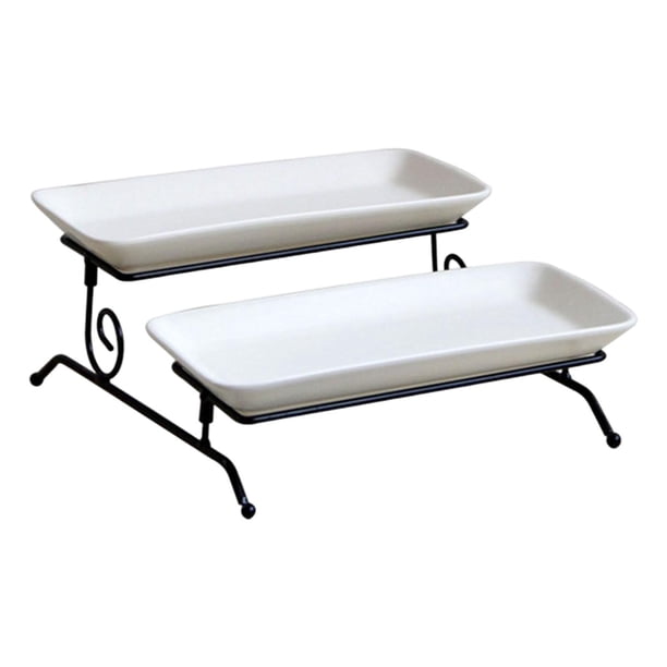 Bandeja para servir pasteles Sunnimix soporte para cupcakes 2 capas Blanco