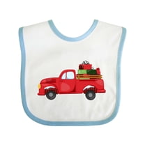 Inktastic Christmas Red Vintage Truck with Presents Boys or Girls Baby Bib