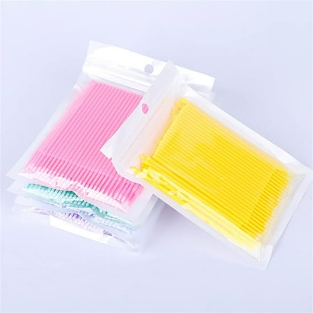 100 Packs Premium Disposable Micro Brush, Mascara Wands for Lash Extension, Adhensive Glue Remover, Cleanser Brush, Makeup Beauty Spoolie Brush, Eyebrow brush Gold