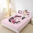 thumbnail image 3 of Erosebridal Initial C Queen Sheet Sets for Kids, Pink Groovy Flower Bed Set, 4-Piece, 3 of 5