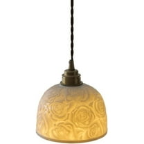 Flower Pattern Ceramic Decorative Pendant Light, Mini White Simple Farmhouse Pendant Lamp, Nordic Modern Pendant Light Fixture, Rustic Pendant Lighting for Over Sink Table Kitchen Island Hallway Bar