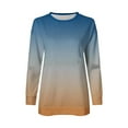 thumbnail image 4 of qucoqpe Women's Oversized Gradient Print Sweatshirt Trendy Side Split Crewneck Pullover Blouse Soft Long Sleeve Casual Top, 4 of 6