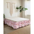 thumbnail image 2 of Pink Floral Print Wrap Around Bed Skirts for Queen Bed 18" Drop,Bed Skirt with Adjustable Elastic Belt Dust Ruffle Bed Valance for Bedroom Hotel Checkered Bow Rose Flower Gingham Bed Frame Cover, 2 of 7