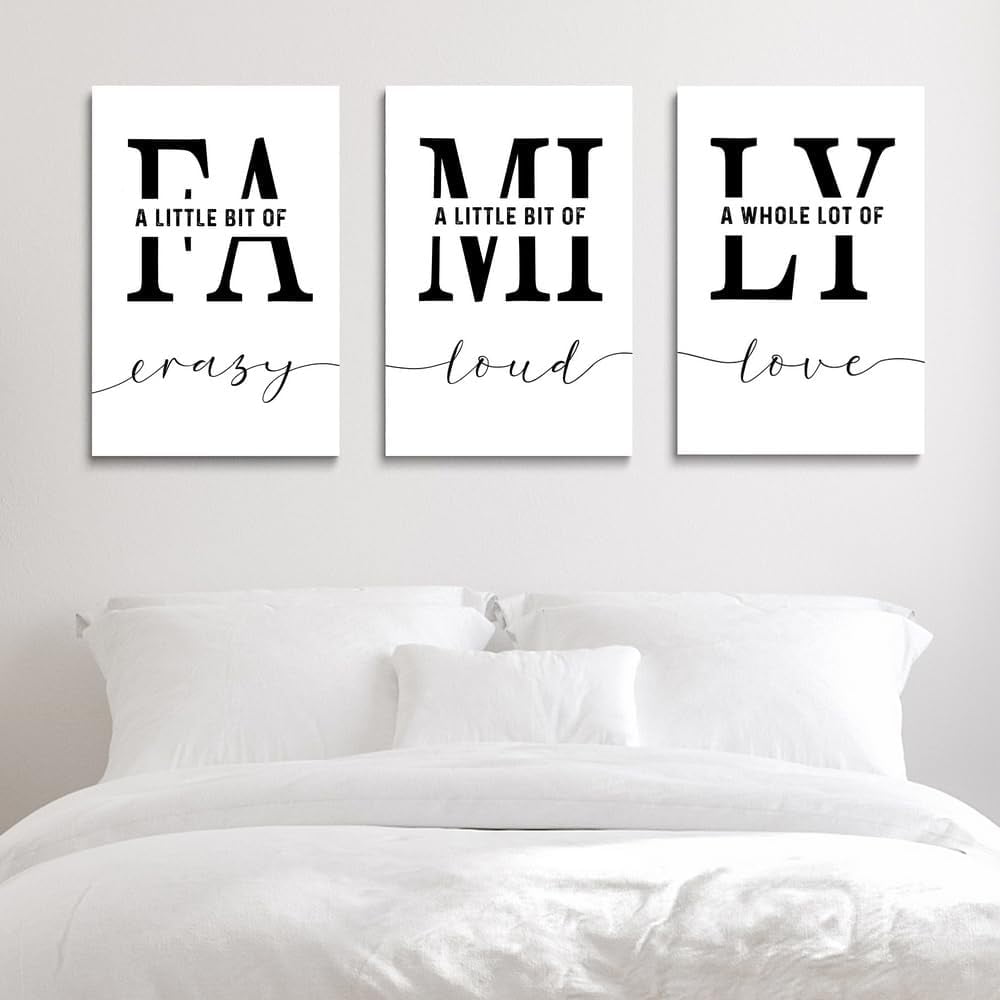 Home Family Wall Art for Living Room Dining Room Wall Decor Inspirational Quotes Poster A Little Bit of Crazy Print,Family Quotes, Family Sign, Living Romm Wall Art,Family Print Canvas 12"x16"