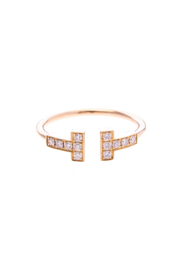 Pre-Owned Tiffany T-wire Ring With Diamond Pink Gold (18K) Fashion Diamond Band Ring Pink Gold