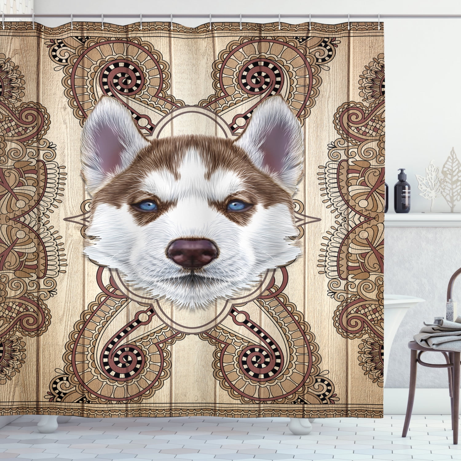 Cute Husky Puppy Portrait Young Copper Red Dog Blue Eyes Animal Shower Curtain Walmart Com