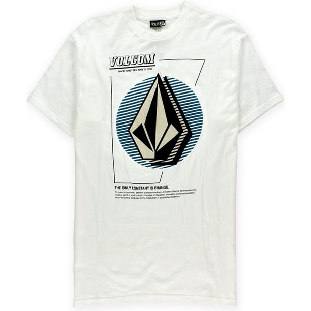 Camiseta gráfica con logo de Volcom para hombre, blanca, mediana Volcom Camiseta gráfica
