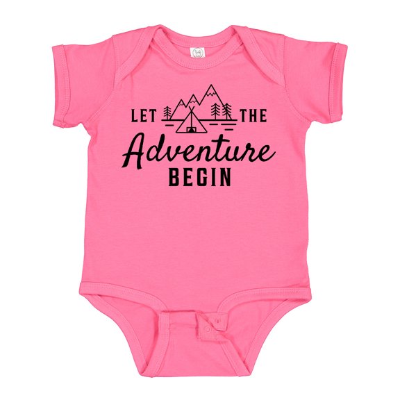 Inktastic Let the Adventure Begin with Camping Tent and Mountains Boys or Girls Baby Bodysuit