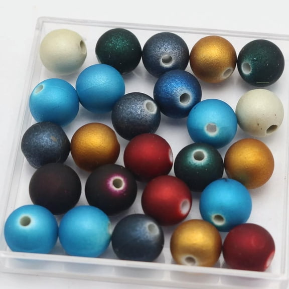 U8MO 100 Mixed Color Metallic Luster Round Beads 10mm Rubber Coated DIY Bracelet