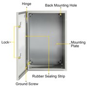 VEVOR NEMA Steel Enclosure, 24 x 16 x 10 NEMA 4X Steel Electrical Box, IP66 Waterproof & Dustproof, Outdoor/Indoor Electrical Junction Box, with Mounting Plate