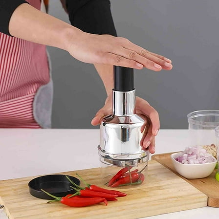 Multifunctional Stainless Steel Ginger Garlic Chopper Manual Food Chopper Kitchen Mincing Tool for Vegetable Prep