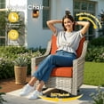thumbnail image 5 of Vcatnet 8 Pieces Outdoor Conversation Set Sectional Sofa All Weather Wicker High-Back Patio Furniture Set with Swivel Rocking Chairs and Ottoman, Orange Red, 5 of 11