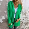 thumbnail image 3 of Fall Winter Women Coat Hooded Button-down Solid Color Thick Pockets Loose Cardigan Mid Length Outdoor Travel Shopping Dating Overcoat, 3 of 8