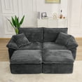 thumbnail image 3 of Aukfa 81" Oversized Modular Sectional Sofa, Corduroy Upholstered Cloud Couch with Two Ottomans, Deep Seat Comfy Sofa Set for Living Room, Dark Gray, 3 of 7
