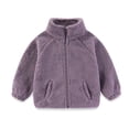 thumbnail image 2 of CYRBOKO Girls Fleece Jackets, Zip Up Long Sleeve Thermal Stand Collar Winter Outerwear Purple Size 7-8 T, 2 of 5