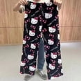 thumbnail image 5 of 2024 Anime Sanrio Hello Kitty Pijamas Negro Franela Mujeres Kawaii Lana Blanco Dibujos Animados Casual Pantalones de Casa Otoño Moda Pantalones, 5 of 5