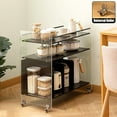 thumbnail image 3 of Acrylic End Table with Wheels, 3-Tier Clear Sofa Side Table Modern Coffee Table with Open Bamboo Storage Shelf, Rolling Storage Acrylic Cart Home Decor Nightstand for Living Room Bedroom (Black), 3 of 7