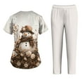 thumbnail image 5 of Wutalume Women's Fashion Print Short Sleeve V-Neck Scrub Set, Christmas Pattern Top with Pockets and Pants, Healthcare Uniform,Brown L, 5 of 5
