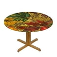 thumbnail image 3 of Orinice Autumn Leaves Fruits Plate Round Table Cover Stain Resistant Washable Indoor Outdoor Tablecloth Kitchen Dining Wedding Parties 100% Polyester Fiber 54-58, 3 of 8