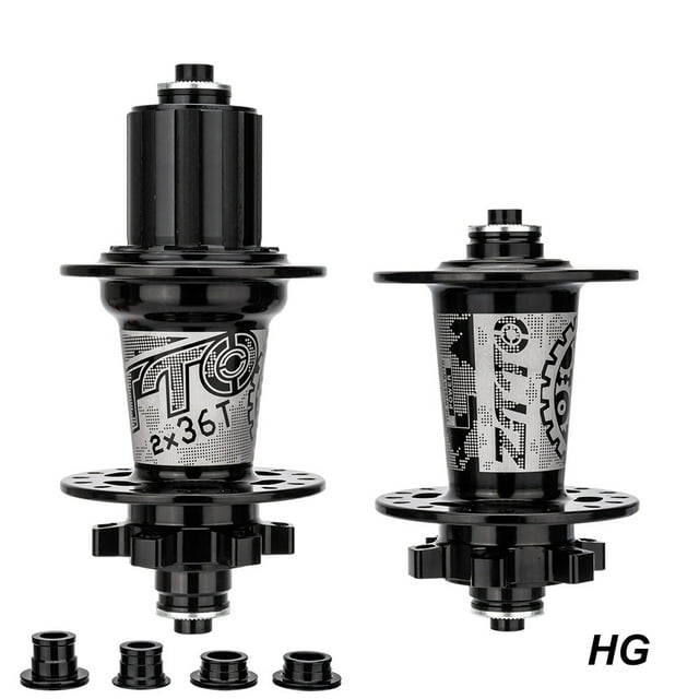 Alloy CNC-Machined Bike Hubs Set, 32-Hole 72-Click Disc Brake Compatible, Quick Release/Thru Axle, 8-13 Speed HG Freehub, Lightweight Durable Construction for Mountain/Road Bikes - Black (Front &