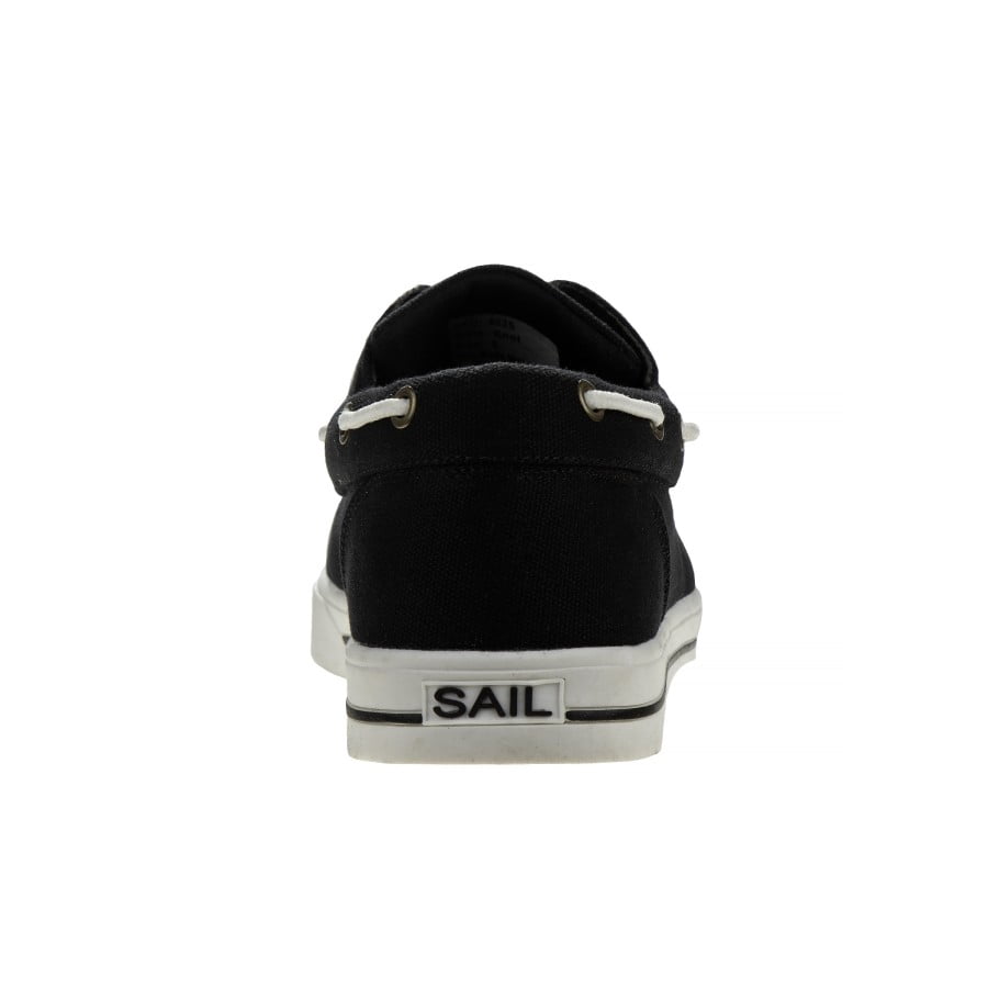 Sail Men'S Canvas Boat Shoes, Black, 8.5