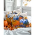 thumbnail image 2 of Fall Throw Pillow Covers&nbsp;18x18 Inch Set of 2 Blue Orange Pumpkin Decorative Pillow Covers Maple Leaves Grape Oil Painting Cushion Cover Pillowcase for Sofa Couch Bed Home Decor, 2 of 9