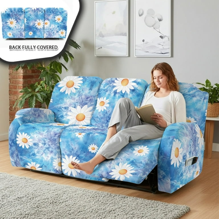 Xoenoiee Boho Mandala Daisy Flower Print 8 Pieces Recliner Sofa