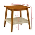 thumbnail image 5 of Gzxs 23" Square Side Table, Farmhouse Storage End Desk with Rattan Shelf and Solid Wood Legs, 2-Tier Small Bedside Nightstand, for Bedroom Living Room, Walnut, 5 of 8