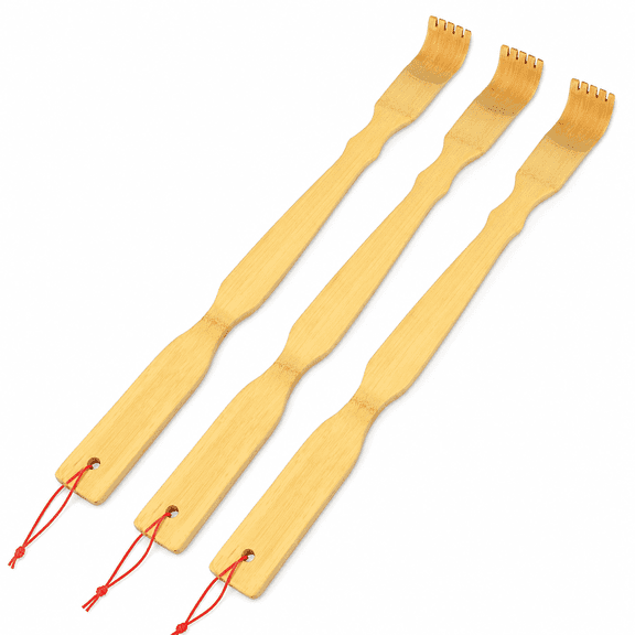 3pcs Bamboo Back Scratchers, Traditional Finger Body Relaxation Massager for Scratching Itches