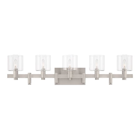 Eurofase 46813-022 Decato 5-Light 38 in. Satin Nickel Clear Glass Vanity Wall Light