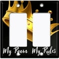 thumbnail image 2 of Metal Light Switch Plate Outlet Cover (My Room My Rules Crown Tilted - Double Rocker), 2 of 2