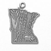 Minnesota State Charm - Sterling Silver Minnesota State Charm with Split Ring