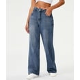 thumbnail image 4 of Women Wide Leg Jeans High Waist Baggy Jean Loose Boyfriend Jeans Denim Pants Y2K Blue S, 4 of 9