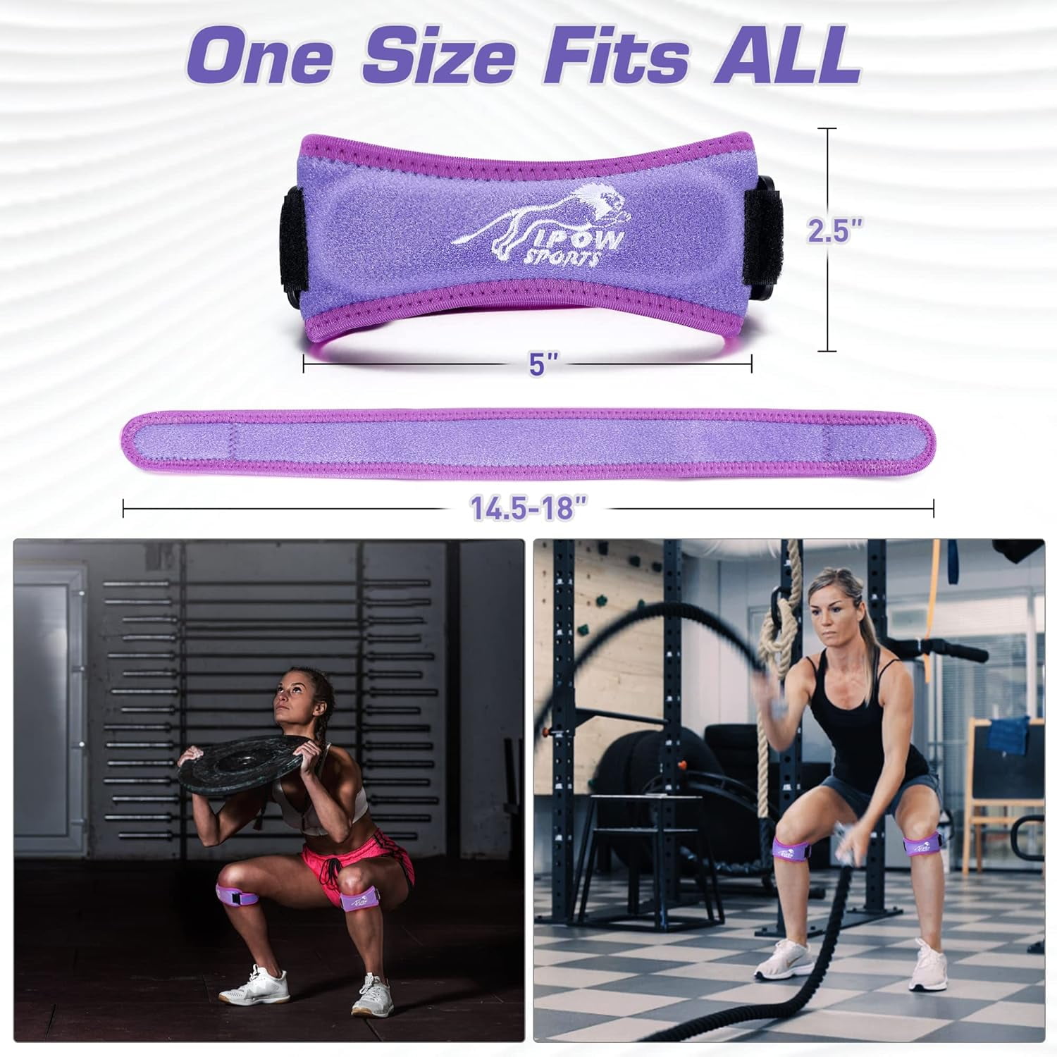 Embroidery Patellar Tendon Support Strap 2 Pack, Knee Pain Relief & Patella Stabilizer Knee Strap, knee Support for Women and Men, Knee Braces for Running, Working Out, Weightlifting, Arthritis,