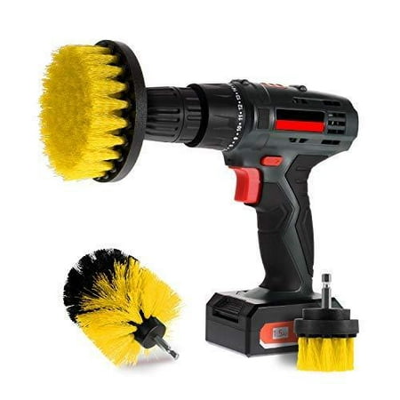 Scrub Brush Drill Attachment Kits, All Purpose Brush Heads for Cordless Corded Power Drills Impact Drivers, Shower Tile Bathroom Bathtub Sink Hardwater Stains Scum Grout Cleaning Set (Yellow - (Best Way To Clean Bathtub Stains)