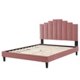 thumbnail image 3 of Platform Bed Frame, Twin Size, Velvet, Pink, Modern Contemporary Urban Design, Bedroom Master Guest Suite, 3 of 10
