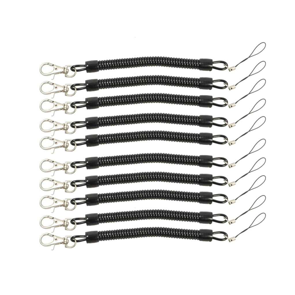 5-Pack Bungee Coil Card Leashes - Elastic ID Badge Holders With Keychain, Stretches To 55 Inches