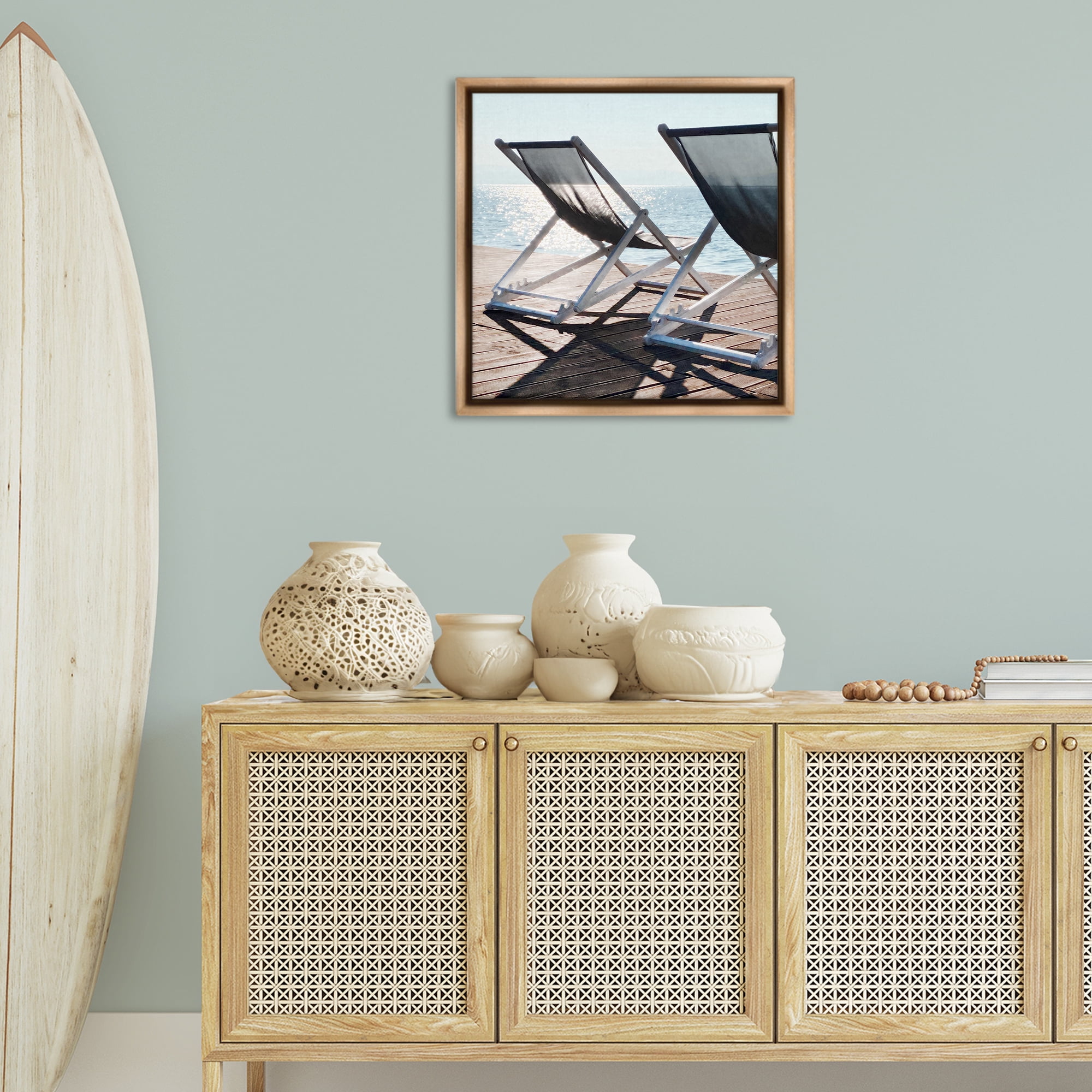 Stupell Industries Beach Shadow Reach Landscape Painting Brown Floater Framed Canvas Art Print Wall Art, 25 x 25