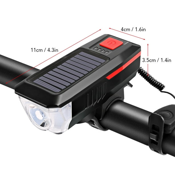 Owsoo Solar Usb Charging Bike Light Bicycle Bell Horn Lamp Bike Flashlight Bike Front Light Usb Solar Powered Rechargeable Waterproof Cycling Head