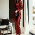 thumbnail image 3 of MELDVDIB Dresses for Women Vintage V-Neck Long Sleeve Spring Fall Long Dress Fashion Casual Solid Color Slim Outfits, 3 of 8