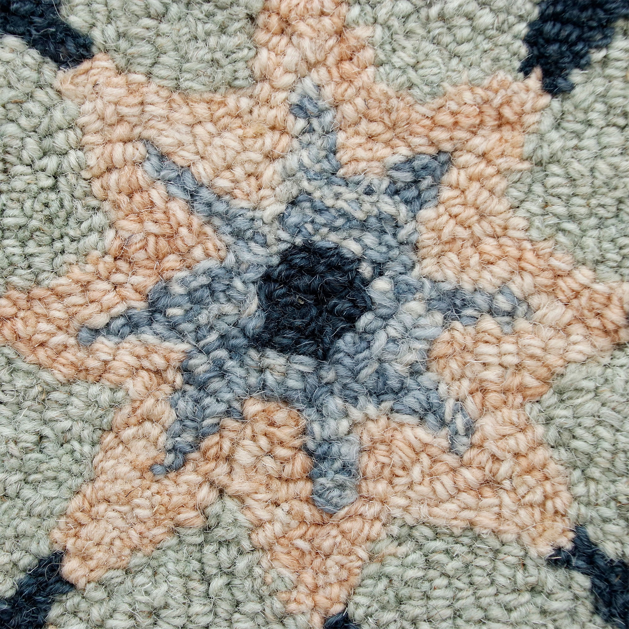 Ox Bay Clio 7'3" Round Green/Blue Suzani Wool Indoor Area Rug