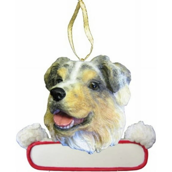 Australian Shepherd Ornament "Santa's Pals" With Personalizable Name Plate