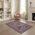 thumbnail image 2 of ODIKA 4'x6' Dusty Rose Lotus Botanical Washable Area Rug Flying Birds Water Lilies Floral Motifs Decorative Geometric Border Pet Friendly, Non-Shedding for Bedroom, Reading Nook, 2 of 7