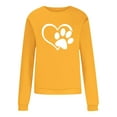 thumbnail image 4 of HOMBOM Yellow Sweatshirt for Women 2024 Loose Fashion Pullover Crew Neck Tops Long Sleeve Casual Heart Dog Paw Print Sweatshirt, 4 of 6
