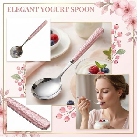Stainless Steel Flatware Stainless Steel Cooking Spoon Spoons Stainless Steel 3 in Round Sculpted Piece Hot Liquid Handling Pink Decor Kitchen Essentials 1 Pc Home and