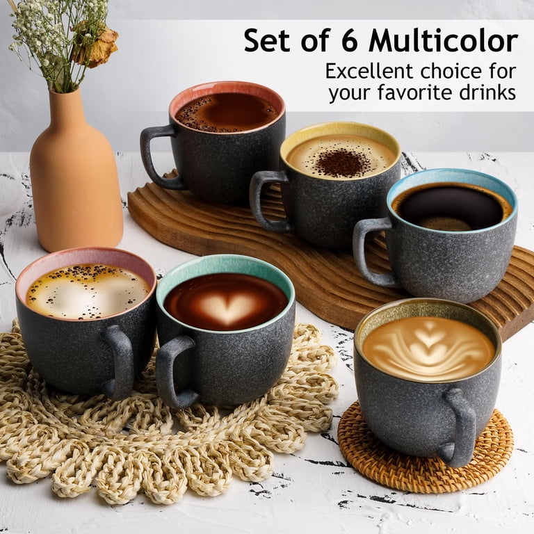 Service Cafe 6 Tasses à Café Céramique 400ml Matt - Set Palmanova Bleu - Micro-ondes Et Lave-vaisselle Tasses Grand Format Lave-vaisselle