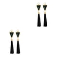 thumbnail image 3 of Sonducket 1 par de pendientes para mujer, pendientes largos con borlas, colgante geométrico para niña, pendientes bohemios con diamantes de negro 2piezas, 3 of 6