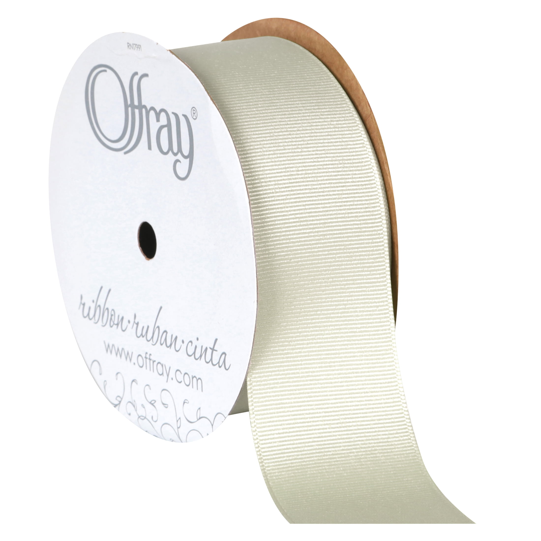 Offray Ribbon, Antique White 1 1/2 inch Grosgrain Polyester Ribbon, 12 feet