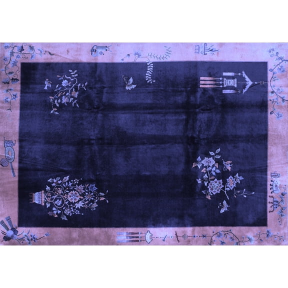 Ahgly Company Indoor Rectangle Oriental Blue Asian Inspired Area Rugs, 5' x 7'