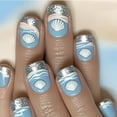 thumbnail image 2 of KUFptva Square Press on Nails Sea Shells Fake Nails Stick on Nails in 12 Size 24 Pcs French Nails Tips for DIYS Nails Art Decors, 2 of 7